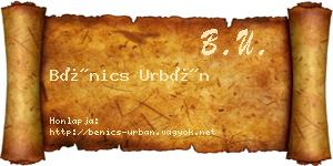 Bénics Urbán névjegykártya